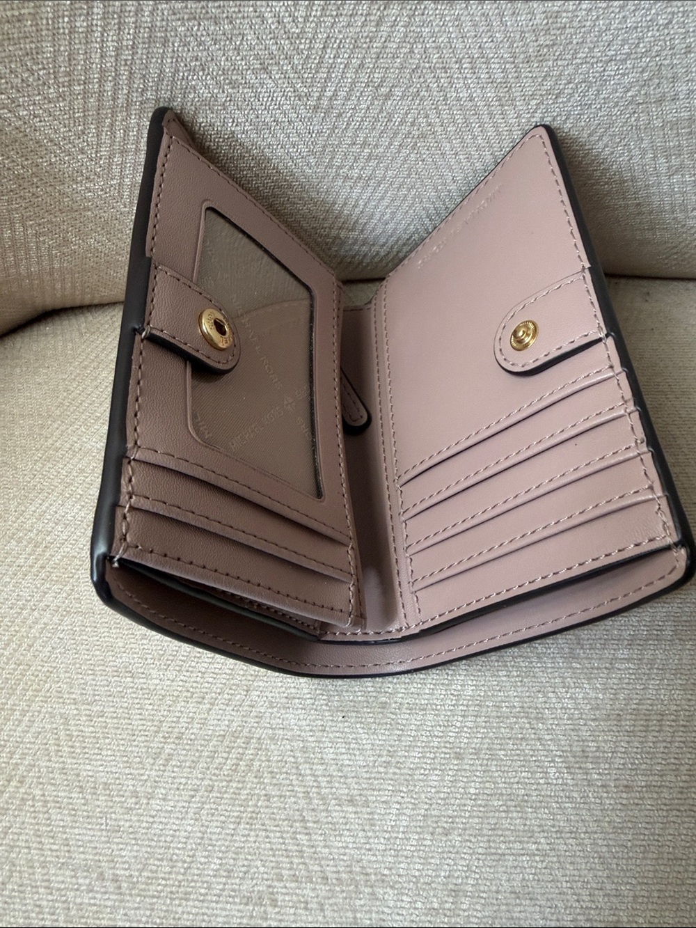 Michael Kors Blush Signature Compact Wallet with Gold Logo - Picture 6 of 9